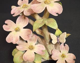 Cybis Porcelain Dogwood Branch with Butterflies Figurine