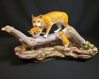 Boehm "Lynx Family" Bone China Sculpture