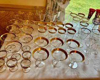 Gold rimmed stemware