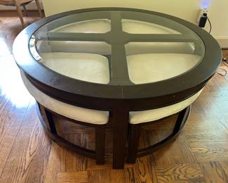 Coffee table with 4 nesting stools