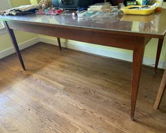 Long table, clean lines, glass top