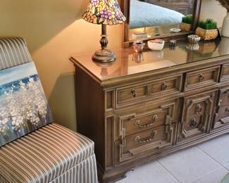 Mid Century Dresser, Headboard, and End Tables