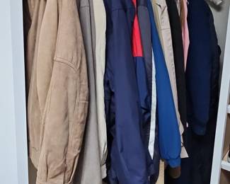Assorted Men's Jackets Including Suede/Leather Bomber, Athletic, and Casual Styles