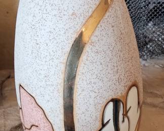 Mid-Century Modern Ceramic Vase with Gold Inlay