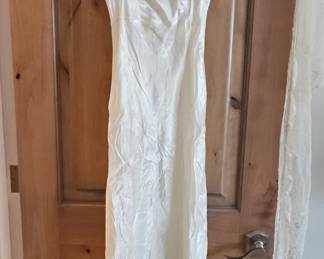 1940s Ivory Silk Slip Dress with Lace Trim