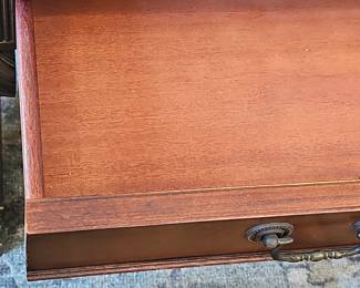 Regency Style Mahogany Leather Inlaid Coffee Table with Drawer