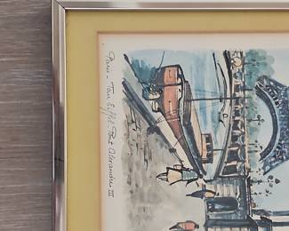 Paris - Tour Eiffel - Pont Alexandre III Lithograph Print by Rafael Ortiz Alfau