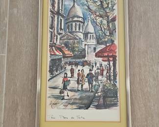 Pair of Watercolor Paintings of Paris Scenes by Arno: Place de la Concorde and Place du Tertre