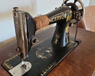 Singer "New Family" Treadle Sewing Machine with 6-Drawer Oak Cabinet