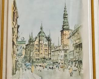 Roca Delpech: Amagertorv (Strøget) Watercolor Painting