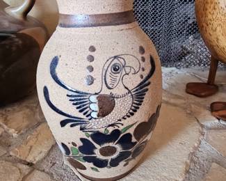 Hand-Painted Tonala Mexican Folk Art Bird Vase