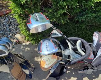 Mixed Set of Golf Clubs and Bags