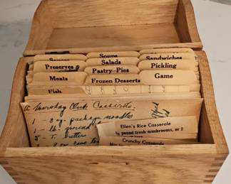 Vintage Wooden Recipe Box with Dividers
