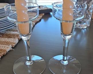 Set of 2 Twisted Taper Candles in Martini Glass Style Holders
