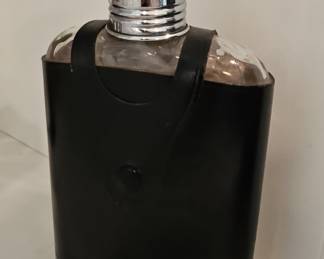 Antique Sheldon Leather and Glass Hip Flask with Real Hide Cover