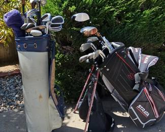 Mixed Set of Golf Clubs and Bags