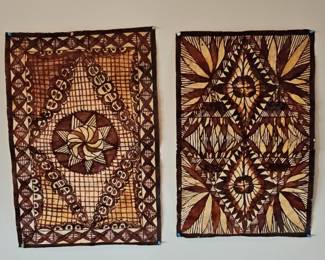 Samoan Siapo (Tapa Cloth) Wall Hangings (Set of 2)