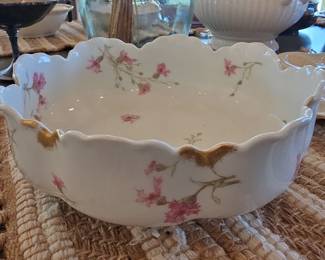 Haviland & Co. Limoges Scalloped Bowl with Pink Floral Decoration