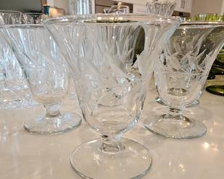 Etched Crystal Footed Dessert Bowls/Compotes