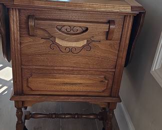 Vintage Oak Drop Leaf Bar Cart Tea Cart