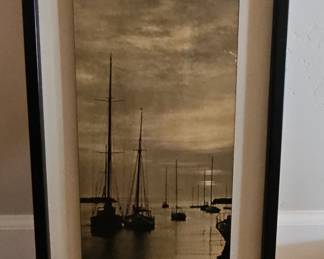 Seascape with Sailboats by M.B. Haskin