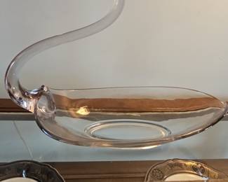 Duncan Miller Glass Swan Dish
