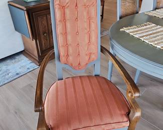 Vintage French Provincial Style Oval Dining Table and Six Cane Back Chairs