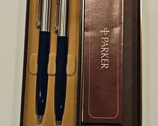 Vintage Parker Jotter Ballpoint Pen and Mechanical Pencil Set - Royal Blue