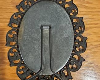 Ornate Oval Metal Picture Frame with Easel Stand - Gothic/Baroque Style