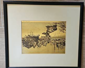 Lionel Barrymore San Pedro Gold Foil Etching