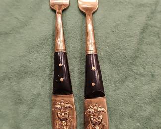 Pair of Siam Brass and Rosewood Serving Forks