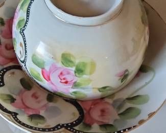 Hand-Painted Rose Tea Cup and Saucer