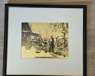 Lionel Barrymore Etching or Print with Maritime Scene
