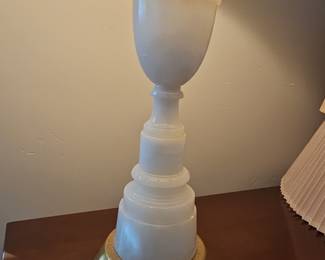 Vintage Italian Alabaster Urn Table Lamp with Gilt Base