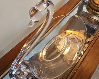 Duncan Miller Glass Swan Dish
