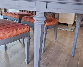 Vintage French Provincial Style Oval Dining Table and Six Cane Back Chairs