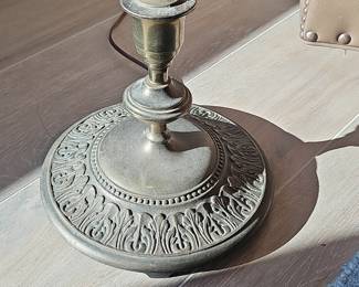 Antique Brass Bridge Arm Floor Lamp with Decorative Base and Bell Shade