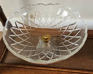 Cut Crystal Footed Compote with Brass Base