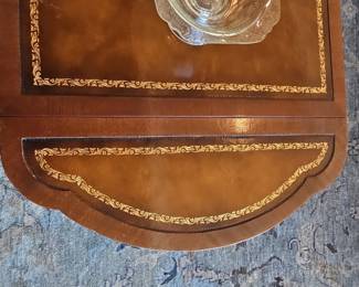 Regency Style Mahogany Leather Inlaid Coffee Table with Drawer