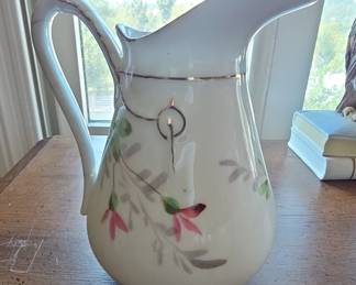 Victorian Porcelain Pitcher with Floral Motif