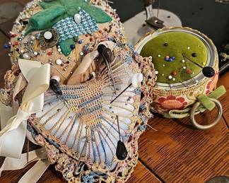 Vintage Pincushions and Sewing Machine Accessories