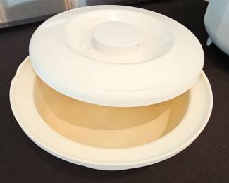 Vintage White Ceramic Pie Plate with Lid