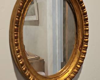 Antique Oval Giltwood Mirror with Carved Frame, likely 19th Century