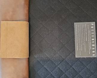 Pottery Barn Irving Roll Arm Leather Swivel Armchair