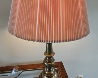 Vintage Stiffel Brass Baluster Table Lamp with Pleated Shade