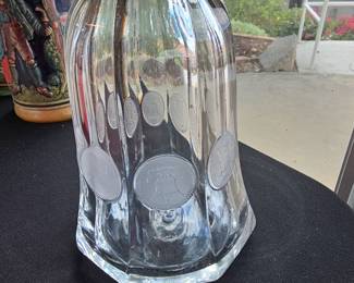 Vintage Cut Crystal Decanter with Profile Medallions and Stopper