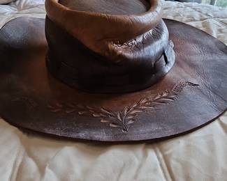 Hand-Tooled Leather Cowboy Hat
