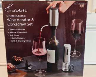 Rabbit 5-Piece Electric Wine Aerator & Corkscrew Set