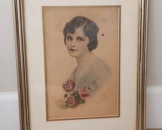 Vintage Portrait of a Woman with Roses by Earl F. Christy