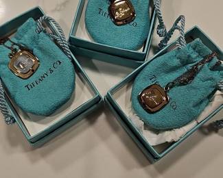 Tiffany & Co. Sterling Silver & Gold Tone Pendant Necklace with Blue Stones